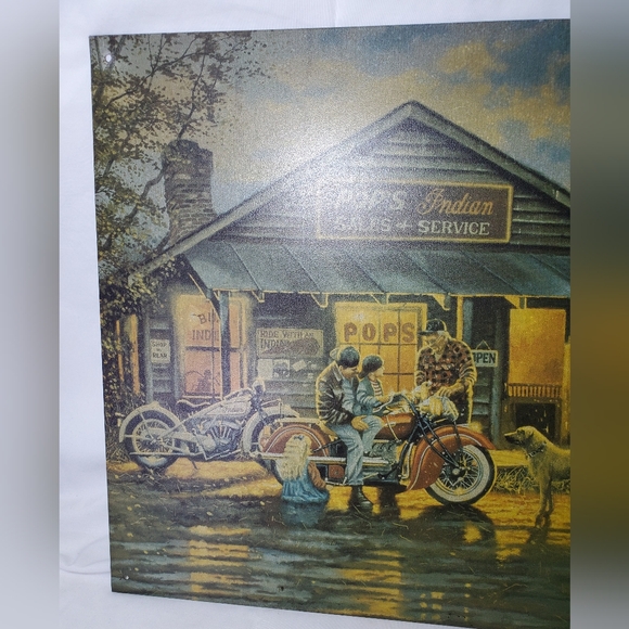 Pop's Indian Sales & Service Vintage 1998 Motorcycle Metal Tin Sign Retro - Picture 2 of 8